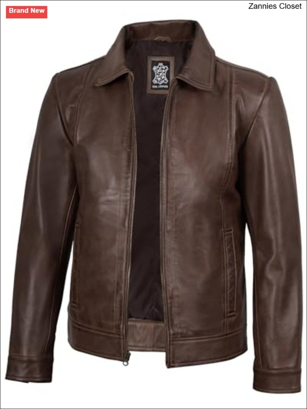 Mens Real Lambskin Vintage Leather Jacket Regular Fit Zip